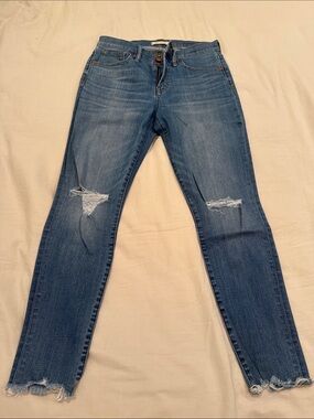 Madewell Skinny Jeans in Medium Blue with Knee Distressing